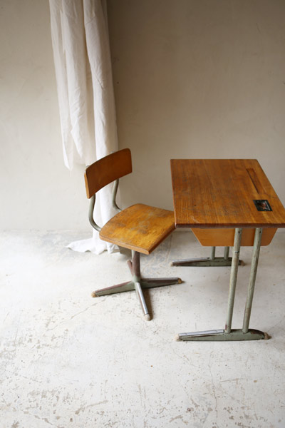 スクールデスク　子供椅子　　 フランスアンティーク / ブロカント / brocante / 店舗什器
