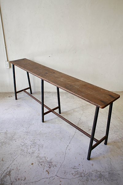 フランス　アンティーク / ブロカント / brocante / 店舗什器　テーブル　スチール　木製